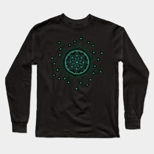 Virus Mandala (black/teal) Long Sleeve T-Shirt